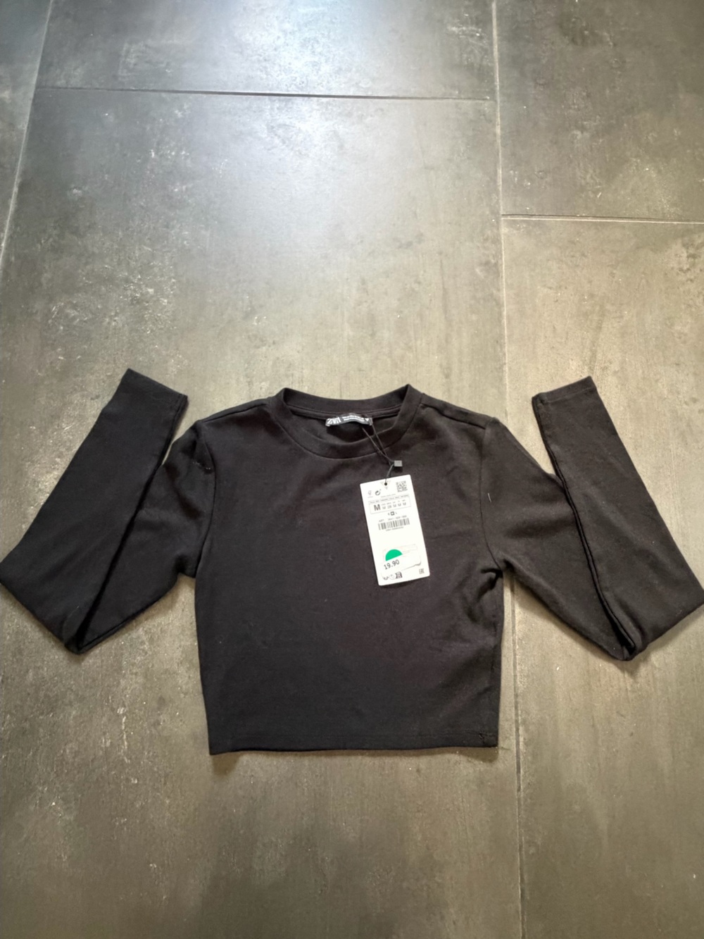 Zara Black Long Sleeve Crop Top